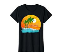 Aitutaki Palm Trees Cook Islands Sun South Pacific Polynesia Value Graphic T-Shirt, Women, Black, L