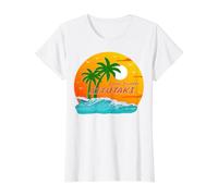 Aitutaki Palm Trees Cook Islands Sun South Pacific Polynesia Value Graphic T-Shirt, Women, White, XL