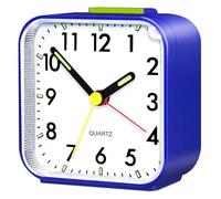 Aitvsfao Alarm Clock, Silent Alarm Clocks Bedside Non Ticking Table Bedside Clock Battery Powered Large Display Snooze Light Clocks for Heavy Sleepers Bedrooms Office Travel (Blue)