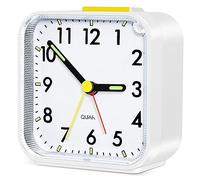 Aitvsfao Alarm Clock, Silent Bedside Non Ticking Alarm Clocks Table Bedside Clock Battery Powered Large Display Snooze Light Clocks for Heavy Sleepers Kids Bedrooms Office Travel (White)