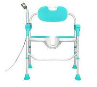 AITX Folding Shower Chair with 3D U-Shaped Seat Armrests & Backrest Non Slip Heavy Duty Height Adjustable 150 kg for Elderly Disabled Pregnant People Ideal for Walk-in Shower & Large Shower Rooms