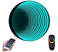 AityBuy Infinity Wall Mirror Multi Color Changing Light,3D Decorative LED Night Lamp,Tunnel Mirror Lamp,Sensory Infinito Light,APP Remote Control Infinity Lamp 50cm/19.7"
