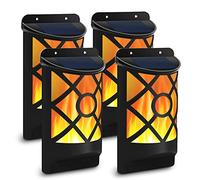 Aityvert Solar Flame Lights Outdoor, Waterproof Flickering Flame Solar Lights Dark Sensor Auto On/Off 66 LED Solar Powered Wall Mounted Night Lights Lattice Design for Patio Deck Driveway