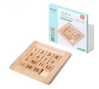AIUAZA Wooden Number Sliding Puzzle，Brain Teasers Toy Tangram Slide Puzzle Game，Sequential Puzzles Board Game，Educational Toys for Kids and Adults (1-15 medium size)