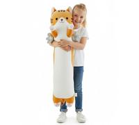 Aiuidun 35.4" Long Cat Plush Pillow with Wings - Super Soft Stuffed Animal for Kids & Adults, Cute Body Pillow for Sleeping, Squishy Cat Plushies Gifts for Girls (Yellow)