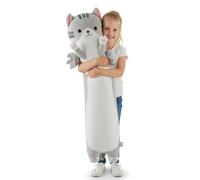 Aiuidun 35.4" Long Cat Plush Pillow with Wings - Super Soft Stuffed Animal for Kids & Adults, Cute Body Pillow for Sleeping, Squishy Cat Plushies Gifts for Girls (Gray)