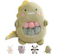 Aiuidun Dinosaur Plush Stuffed Animal with 6 Removable Baby Dinosaurs - Cute Squishy Snack Pillow, Soft & Huggable Plushie Toy, Best Gift for Girls, Kids, Dino Lovers