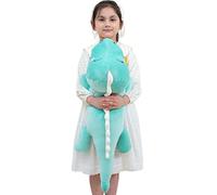 Aiuidun Dinosaur Plush Toy Soft Big Dino Stuffed Animals Body Pillow,Cute Long Dinosaur Plush Hugging Pillow Lumbar Back Cushion Toys Doll Gifts for Kids (Green - Happy, 80cm/31.4inch)
