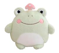 Aiuidun Frog Plush Pillow,Cute Stuffed Animal with a Small Mushroom on Its Head,Super Squishy Frog Plushie Cushion for Kids and Adults