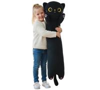 Aiuidun Giant Black Cat Plush Pillow - 23.6" Extra Long Stuffed Animal Body Pillow for Kids & Adults, Super Soft Huggable Black Cat Plushie Toy Gift for Christmas, Birthday, Halloween
