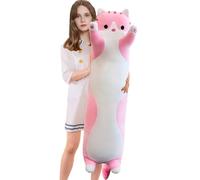 Aiuidun Long Cat Plush Pillow Soft Cat Hugging Pillow Stuffed Animal Pillow Cute Kitty Sleeping Throw Pillow Gift for Kids(150cm/59inch,Pink)