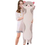 Aiuidun Long Cat Plush Pillow Soft Cat Hugging Pillow Stuffed Animal Pillow Cute Kitty Sleeping Throw Pillow Gift for Kids(70cm/27.5inch,Gray)