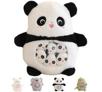Aiuidun Panda Plush Stuffed Animal with 6 Removable Baby Pandas - Cute Squishy Snack Pillow, Soft & Huggable Plushie Toy, Best Gift for Girls, Kids, Panda Lovers