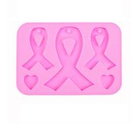AIUII Resin Silicone Mould Cancer Awareness Bow Keyring Resin Mould Silicone Red Ribbon Bow Shape Tool