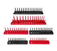 AIUITIO 6PCS Socket Organizer Tray Set, Red SAE & Black Metric Socket Storage Trays, 1/4-Inch, 3/8-Inch & 1/2-Inch Drive Deep and Shallow Socket Holders for Toolboxes