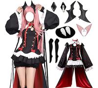 AIUKAKP Krul Tepes Cosplay Costume Outfit Seraph of the End Cosplay Uniform Black backless Dress women Halloween