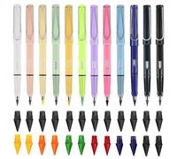 AIUNBEST 12 PCS Infinity Pencils, Everlasting Pencil with 24 Replaceable Tips Metal Pencil with Built-In Eraser Durable Writing Instrument for Children and Students