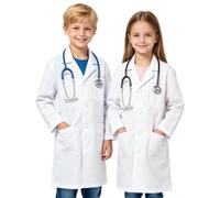 AIUNBEST Cotton Kids Lab Coat White Lab Coat for Boys and Girls Ages 5-12 Scientist Costume Kids Doctor Costume Durable Science Laboratory Coats Perfect For School Science Projects Halloween Cosplay