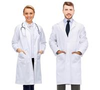 AIUNBEST Cotton Lab Coat, Medical Laboratory Coat Women and Men Doctor Costume White Lab Coat Scientist Uniform Warehouse Coat Laboratory Work Wear 3 Pockets Perfect for Science Projects (M)