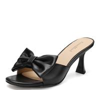 AIUNIIND Women's Kitten Heels - Bow Round Open Toe Slip On Sandals 2 3/4-Inch Comfortable Low Heels, Perfect for Wedding, Dates, Casual, Office & Summer Parties, Black, 5.5 UK
