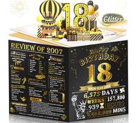 Aiunmiol 18th Birthday Card, 3D Pop Up Happy 18th Birthday Cards for Girls boys, Funny 18th Birthday Gift Card for Daughter Son, Jumbo 18 Year Old Birthday Card, Review of 2007, Black Gold