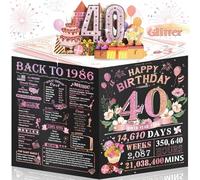 Aiunmiol Pop Up 40th Birthday Card, 50th Birthday Cards Decorations for Women Men, Happy 40th Birthday Gifts for Him Her, Jumbo 40 Year Old Anniversary Card Back in 1984, Black Gold