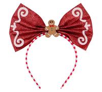AIUPUOC Gingerbread Headband for Women Christmas Red Bow Headbands Glitter Big Bow Headpieces with Red White Striped Hair Band Cute Gingerbread Man Hair Accessories for Christmas Gift 1Pcs