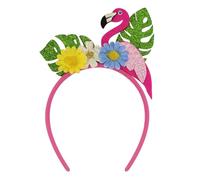AIUPUOC Hawaiian Headband for Women Flamingo Daisy Flower Headpiece Summer Hawaiian Accessories for Women Tropical Beach Hawaii Party Decorations Floral Leaves Hair Bands
