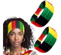 AIUPUOC Juneteenth Headbands African Juneteenth Jamaica Rasta Elastic Band Black History Month Rasta Accessories for Women Red Black Green Yellow Hair Scrunchies (Style A, A size fits all)