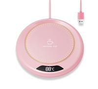 Aivane Smart Coffee Mug Warmer 8H Auto Shut-Off for Heating Milk, Tea, Cocoa, Candle in Office or Home, Electric and Portable USB Touch Cup Warmer Pad with 3 Temperature Setting(55-75℃) (Pink)
