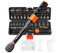AivaToba 33PCS 1/4" Bike Torque Wrench Set 2-24Nm, Bicycle Tool Kit | 33PCS ±3% Click Wrench with Sockets & Bits (Hex, Torx, Phillips, 4-13mm), Bar & Adapter for MTB & Road Bike