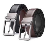 AivaToba Mens Leather Belt Reversible, Belts for Men with Rotated Buckle, Great for Suits,Jeans, Casual & Business Work, Black & Brown.