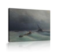 Aivazovsky Framed Wall Art Storm at Sea Shipwreck Canvas Prints 80x95cm