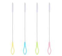 AIVEKE 4 Pieces Straw Cleaning Brushes Set - Stainless Steel Straw Brushes Drinking Straw Brush Extra Long Thin Bottle Brush Small Brushes for Baby Bottles Test Tubes Teapot Nozzle