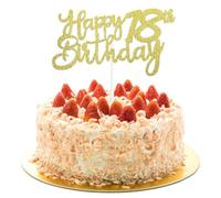 AIVEKE Birthday Cake Toppers Glitter Gold - 18th Happy Birthday Cake Topper Glitter Cake Cupcake Desserts Topper Decoration for Birthday Anniversary Party Decorations