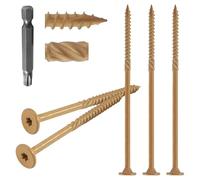 AiVeUao #14 x 8 Lag Screws (200Pcs), Structural Wood Screw, Heavy Duty Exterior Coated Star Drive Lag Screws for Wood, Deck Screws with T30 Star Bit, Washer Head (Yellow)