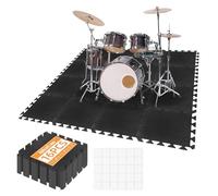 AiVeUao 16Pcs Sound Absorbing Interlocking Floor Mats, 11 x 11 x 0.3 Inch High Density Piano Carpet Drum Rug, Non-Slip Anti Vibration Soundproof Pads, Black
