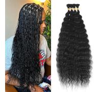 AIVICO Super Wave Bulk Hair Extensions, 100% Untreated Brazilian Real Hair Bundles for Braiding Wet and Wavy Hair, Micro-Real Hair (Pack of 1, 4 Pieces, 18 Pieces)