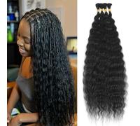 AIVICO Super Wave Bulk Human Hair 100% Unprocessed Brazilian Virgin Human Hair Extensions Bundles for Braiding Hair Wet and Wave Micro Human Hair (1Pack-4PCS, 20inch, Natural Black)
