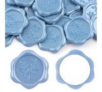 Aiviman 20Pcs Eucalyptus Wax Seal Stickers,Blue Self Adhesive Botanical Envelope Seal Stickers,Great for Gift Wrapping,Wedding Invitation,Greeting Card,Christmas