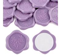 Aiviman 20Pcs Eucalyptus Wax Seal Stickers,Purple Self Adhesive Botanical Envelope Seal Stickers,Great for Gift Wrapping,Wedding Invitation,Greeting Card,Christmas