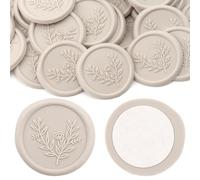 Aiviman 25Pcs Flower Branch Wax Seal Stickers,Beige Self Adhesive Envelope Seal Stickers,Great for Gift Wrapping,Wedding Invitation,Greeting Card,Christmas