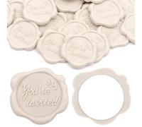 Aiviman 25Pcs Wax Seal Stickers,Beige You're lnvited Self Adhesive Envelope Seal Stickers,Great for Gift Wrapping,Wedding Invitation,Wine Packages,Christmas