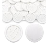 Aiviman 25Pcs Wax Seal Stickers,White Heart Pattern Self Adhesive Envelope Seal Stickers,Great for Gift Wrapping,Wedding Invitation,Wine Packages,Christmas