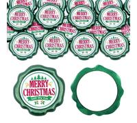 Aiviman 30Pcs Merry Christmas Coloring Wax Seal Stickers,Green Self Adhesive Envelope Seal Stickers,Great for Gift Wrapping,Wedding Invitation,Wine Package,Christmas