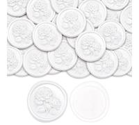 Aiviman 3D Hydrangea Floral Wax Seal Stickers,20Pcs White Self-Adhesive Envelope Seal Stickers,Great for Invitations,Envelopes,Greeting Cards,Valentine's Day,Christmas Decor