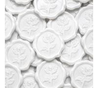 Aiviman 3D Vintage Rose Floral Wax Seal Stickers,100Pcs White Self-Adhesive Envelope Seal Stickers,Great for Invitations,Envelopes,Greeting Cards,Valentine's Day,Christmas Decor