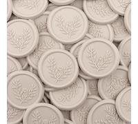 Aiviman 50Pcs Flower Branch Wax Seal Stickers,Beige Self Adhesive Envelope Seal Stickers,Great for Gift Wrapping,Wedding Invitation,Greeting Card,Christmas