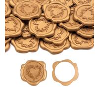 Aiviman 50Pcs Heart Branch Wax Seal Stickers,Gold Self Adhesive Envelope Seal Stickers,Great for Gift Wrapping,Wedding Invitation,Greeting Card,Christmas