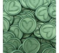 Aiviman 60pcs Wax Seal Stickers,Pine Green Double Layer Love Pattern Self Adhesive Envelope Seal Stickers,Great for Gift Wrapping,Wedding Invitation,Greeting Card,Christmas Decor